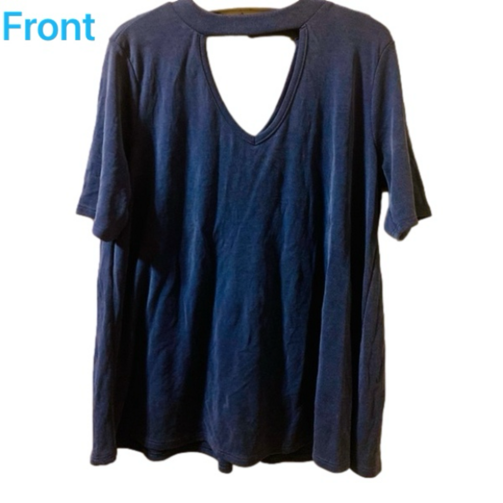 🎀Kim & Cami blue ribbed sheen S/S blouse  #A0151-K025-MA -Medium